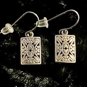 Retired “Premier Designs” Ornate Silver-Plated Earrings (Stamped)